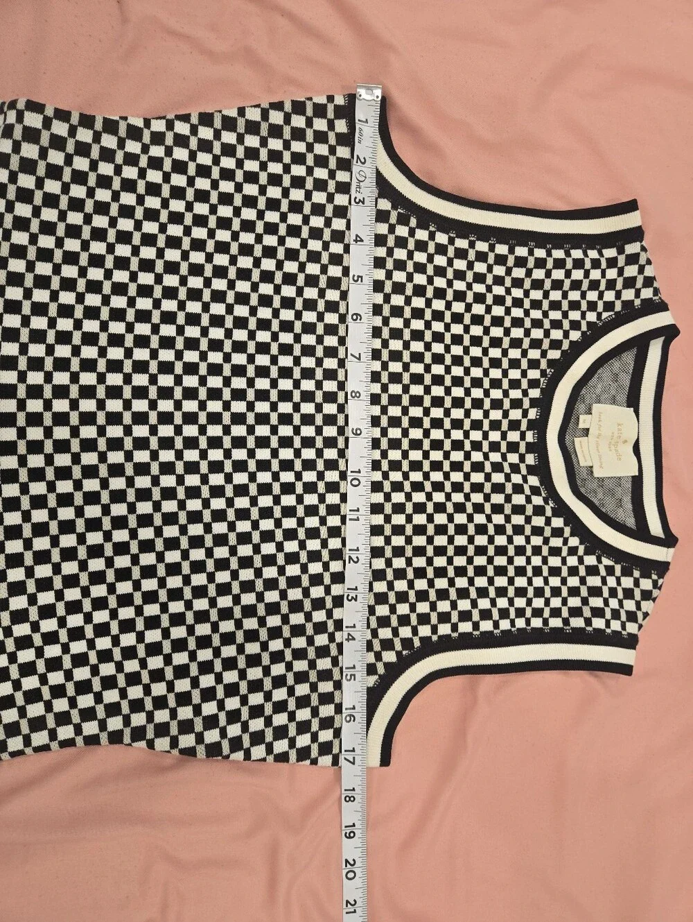 kate spade Black and White Check Knit Midi Dress Excellente Conditions‎
